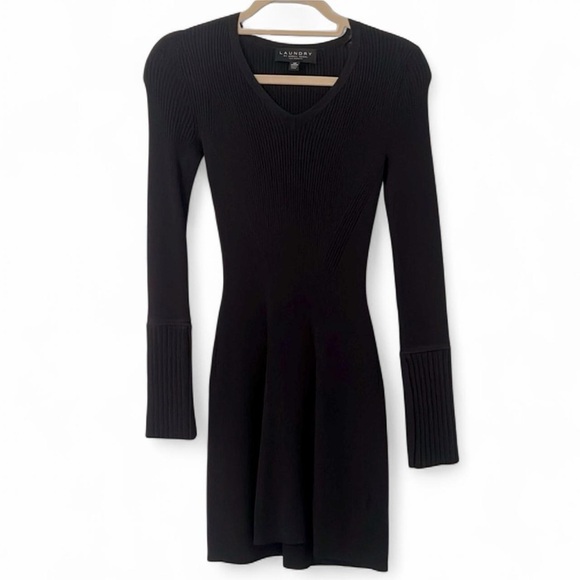Laundry by Shelli Segal Black Ribbed Knit Sweater Dress XS - Picture 3 of 12